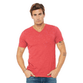 thumbnail image 1 of Bella + Canvas V-Neck Short Sleeve Tee for Men, Red Triblend Shirt, L, 1 of 5
