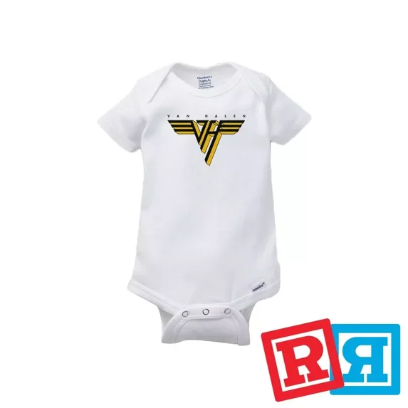 Bella Canvas Van Halen II Gerber Baby Onesie® Cotton Unisex White Short Sleeve Bodysuit