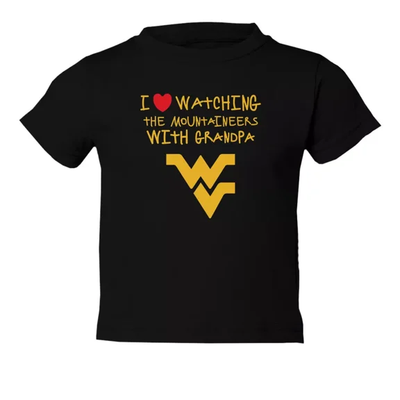 Bella Canvas West Virginia I Love Watching With Grandpa Toddler Boys & Girls Shirt, Gift for Baby or Kids