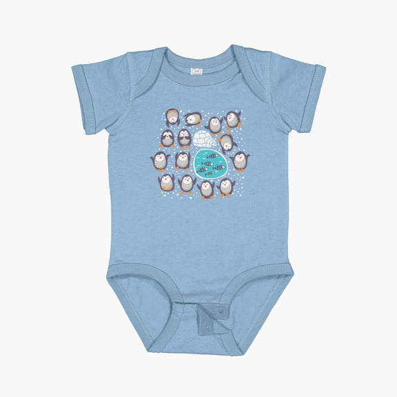 Bella Canvas Winter Penguins Short Sleeve Baby One-Piece Newborn Gender Neutral Outfit, Baby Boy Or Girl Bodysuit, Birrthday Gifts