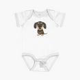 thumbnail image 1 of Bella Canvas Wirehaired Dachshund | Cute Wire Haired Wiener Dog | Wild Boar And Tan Teckel Short Sleeve Baby One-Piece Newborn Gender Neutral Outfit, Baby Boy Or Girl Bodysuit, Birrthday Gifts, 1 of 3