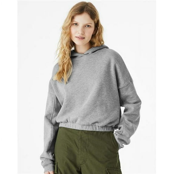 Bella & Canvas B04506585 Women FWD Fashion Sponge Fleece Cinched Bottom Hoodie, Athletic Heather - Large