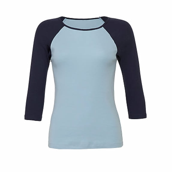 Bella + Canvas Women's Baby Rib 3/4 Sleeve Contrast Raglan Tee B2000
