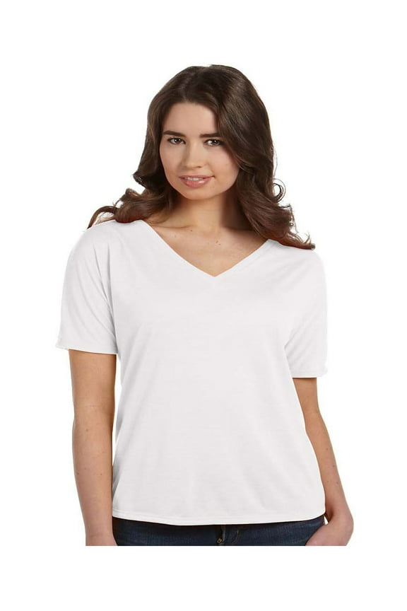Bella Canvas Women's Curved Bottom Slouchy Fit V-Neck T-Shirt, Style B8815