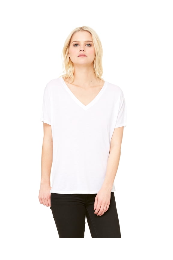 Bella Canvas Women's Curved Bottom Slouchy Fit V-Neck T-Shirt, Style B8815
