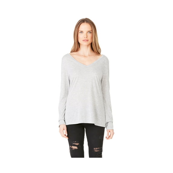 Bella Canvas Women's Flowy Long Sleeve V-Neck Tee, Style B8855