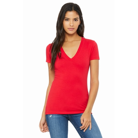 Bella + Canvas Women's Jersey Short Sleeve Deep V-Neck Tee B6035