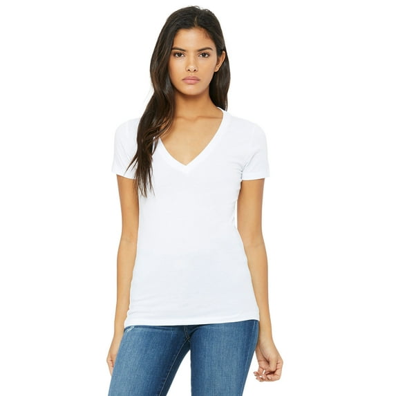 Bella + Canvas Women's Jersey Short Sleeve Deep V-Neck Tee B6035