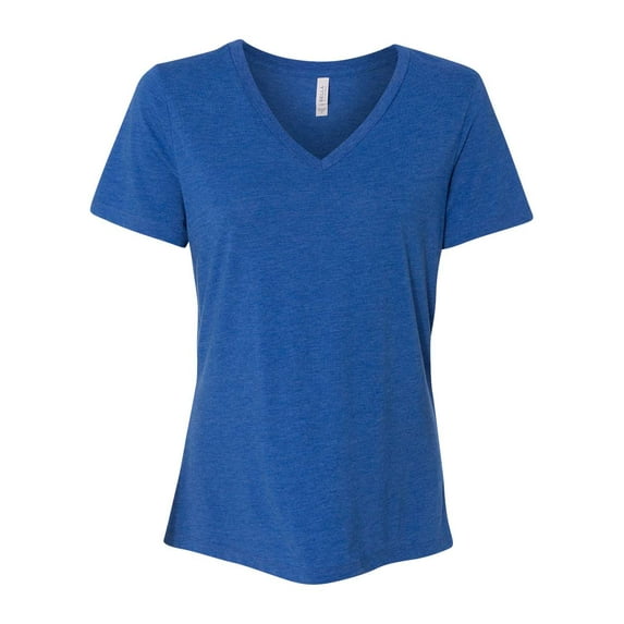 Bella + Canvas Women's Missys Relaxed Jersey Short-Sleeve V-Neck T-Shirt True Royal Triblend Size 7