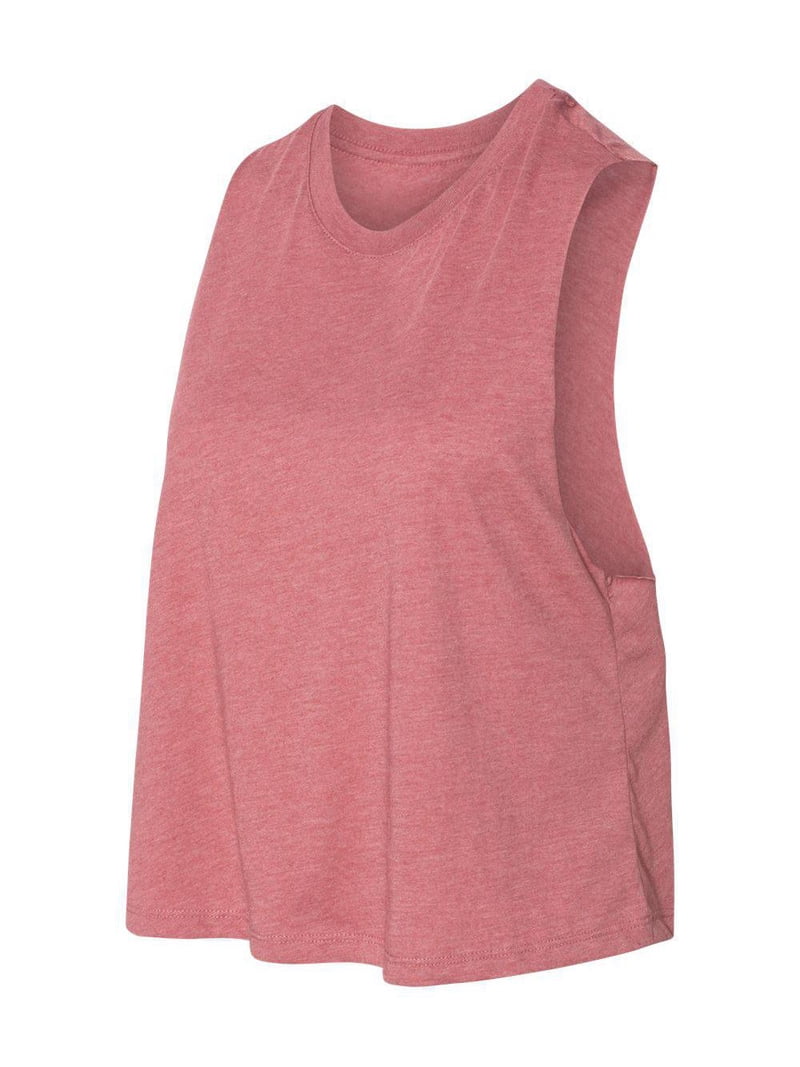 Bella + Canvas Women's Cropped Racerback Tank - Heather Mauve, Lightweight Jersey Fabric