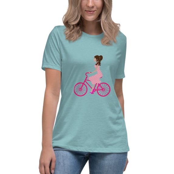 Bella + Canvas Women's Relaxed T-Shirt Short Sleeve Graphic Crew Neck (Heather Blue Lagoon, L)