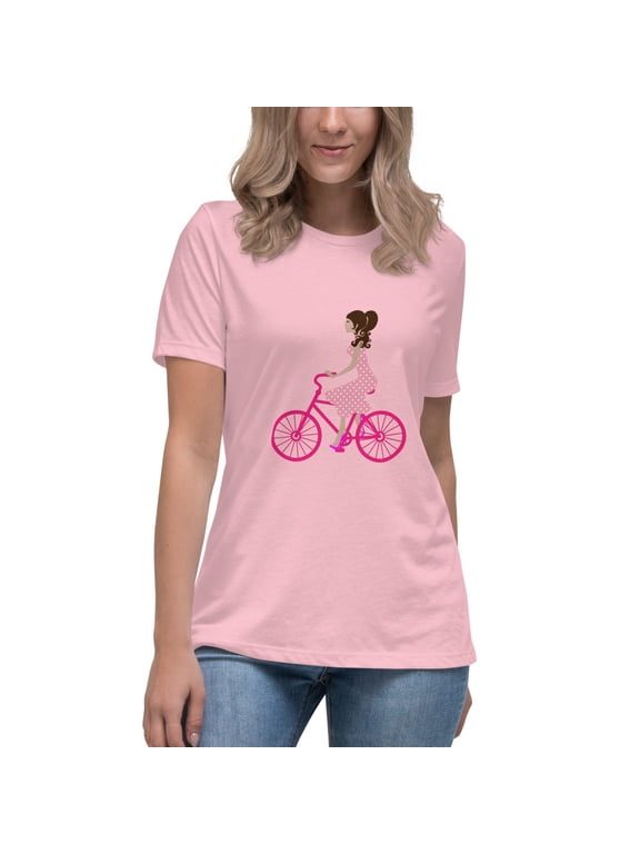 Bella + Canvas Women's Relaxed T-Shirt Short Sleeve Graphic Crew Neck (Pink, S)