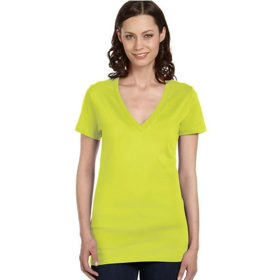 Bella Canvas Women's Ringspun Deep V-Neck Jersey T-Shirt, Style B6035