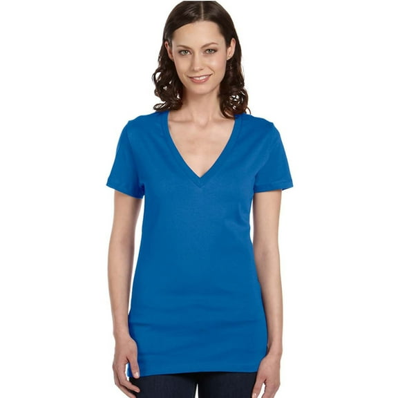 Bella Canvas Women's Ringspun Deep V-Neck Jersey T-Shirt, Style B6035