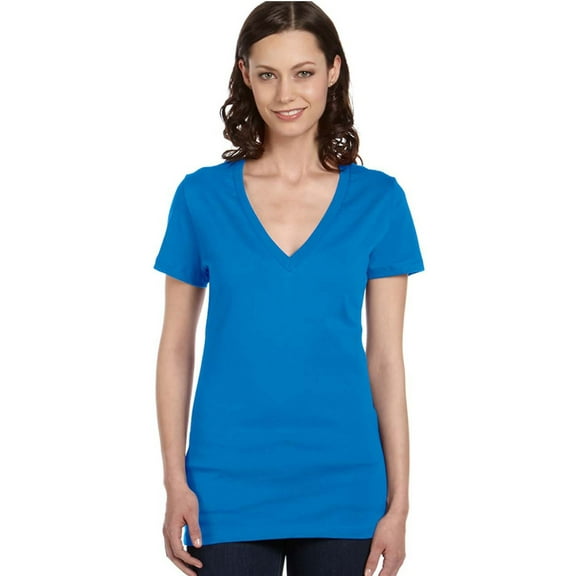 Bella Canvas Women's Ringspun Deep V-Neck Jersey T-Shirt, Style B6035