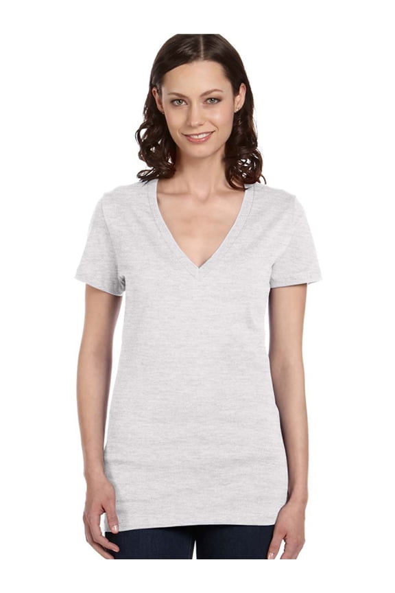 Bella Canvas Women's Ringspun Deep V-Neck Jersey T-Shirt, Style B6035