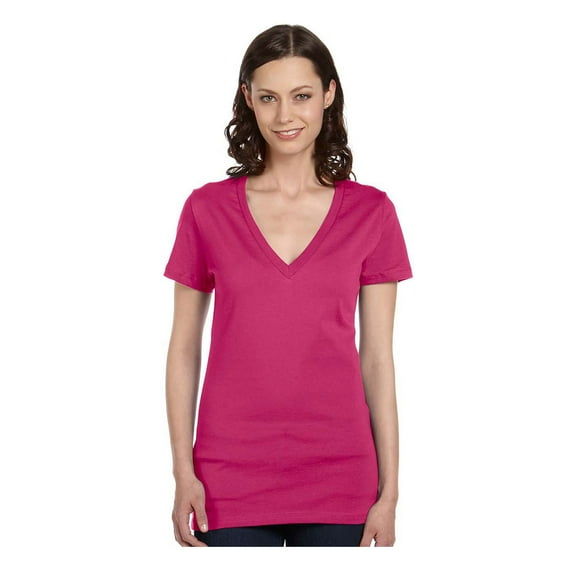 Bella Canvas Women's Ringspun Deep V-Neck Jersey T-Shirt, Style B6035