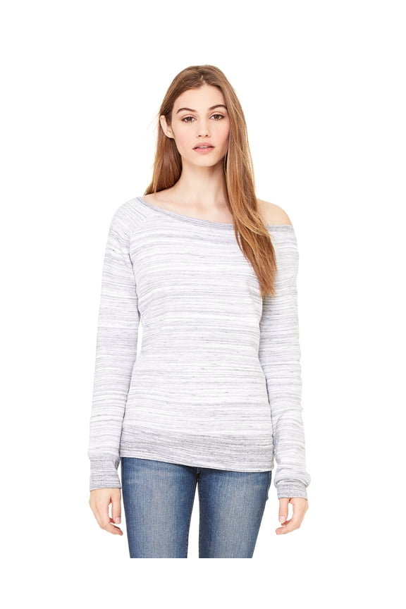 Bella + Canvas Women's Sponge Fleece Wide Neck Sweatshirt , 7501 , LT GREY MARBLE , Medium