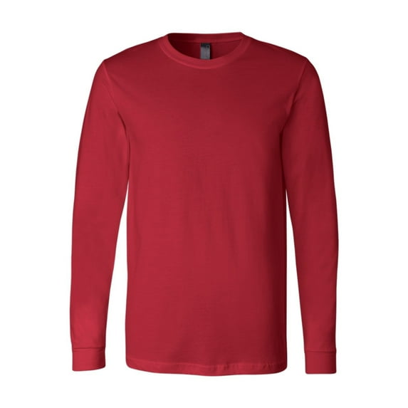 Bella + Canvas - Womens Long Sleeve Top - Red Unisex Cotton Basic Wear - Comfortable Daily Long Sleeve T Shirt for Men