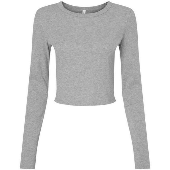 Bella + Canvas Womens Micro-Rib Cropped Long-Sleeved T-Shirt