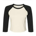 thumbnail image 1 of Bella + Canvas Womens Micro-Rib Raglan 3/4 Sleeve Crop T-Shirt, 1 of 4