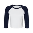 thumbnail image 1 of Bella + Canvas Womens Micro-Rib Raglan 3/4 Sleeve Crop T-Shirt, 1 of 4