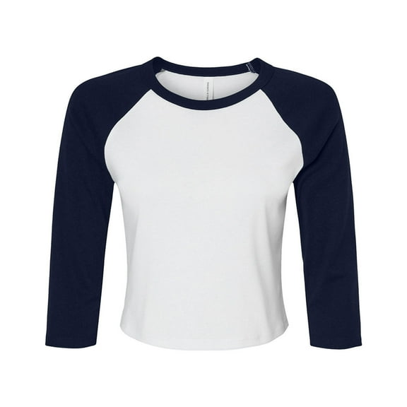 Bella Canvas Womens Micro-Rib Raglan 3/4 Sleeve Crop T-Shirt