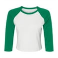 thumbnail image 1 of Bella + Canvas Womens Micro-Rib Raglan 3/4 Sleeve Crop T-Shirt, 1 of 4
