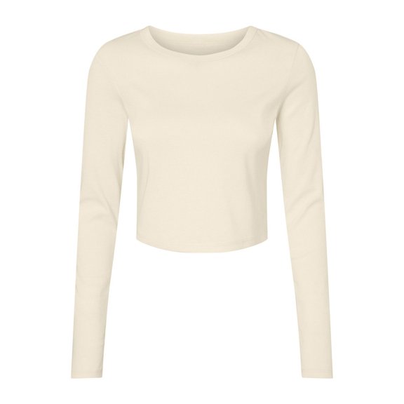 Bella   Canvas Womens Plain Micro-Rib Long-Sleeved Crop Top