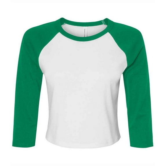 Bella + Canvas Womens Raglan 3/4 Sleeve Crop T-Shirt