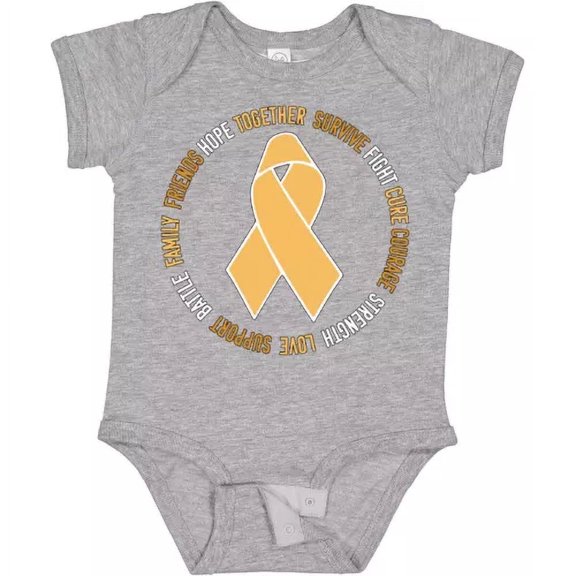 Bella Canvas Word Circle-Childhood Cancer Awareness Baby Gold Family Hope Bodysuit