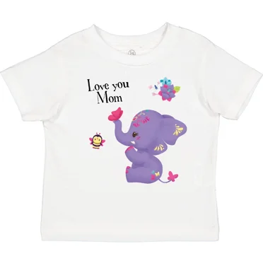 Bella Canvas Yara Happy Mothers Day Purple Elephant And Bee Toddler Shirt Mom Kid Toddler Shirt