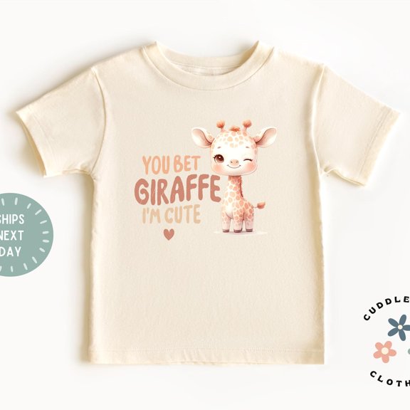 Bella Canvas You Bet Giraffe I'm Cute Kids Tee, Cute Animal Kids Shirt, Birthday Girl Boy, Zoo Animal, Safari, Gift for Kids, Toddler Tee