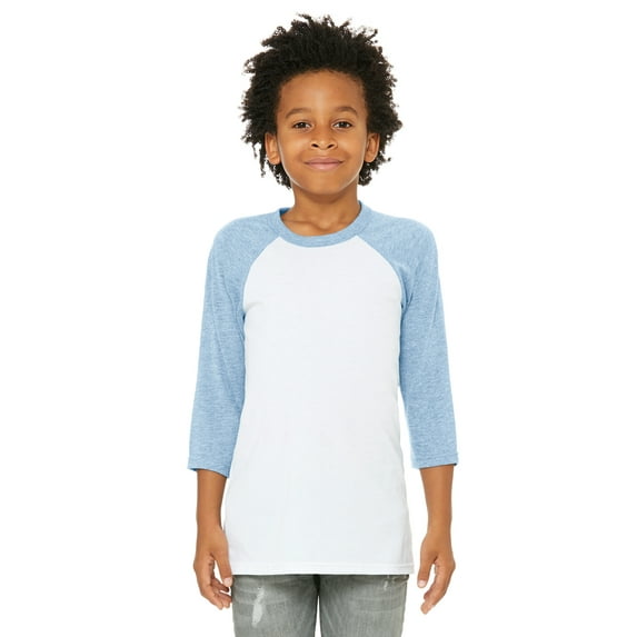 Bella + Canvas Youth Three-Quarter Sleeve Baseball Tee