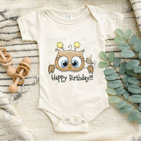 Bella Canvas with Animal Birthday, Owl, Birthday , Kids Birthday Tee Gift, Birthday Gift For Kids, Cute Baby Boy or Girl Bodysuit Gift