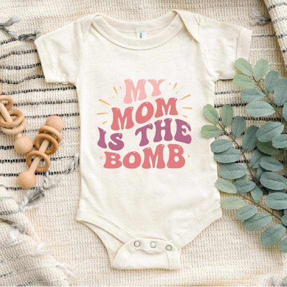 Bella Canvas with Bomb Like My Mom, My Mom Is The Bomb Kids, Funny Retro, Cute Baby Boy or Girl Bodysuit Gift