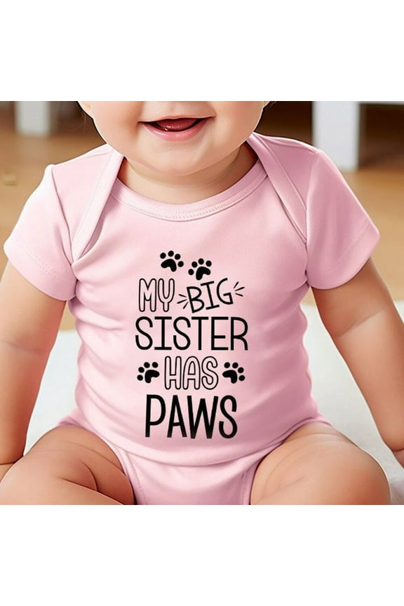 Bella Canvas with Cute Animal, Dog, Cat Shirt, Baby Shower Gift, My Big Sister Has Paws, Funny Pet Kids Shirts Cute Baby Boy or Girl Bodysuit Gift