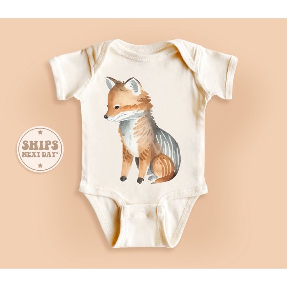 Bella Canvas with Cute Baby Fox, Safari, Funny Hipster Baby Boy, Cute and Cool, Baby Boy or Girl Bodysuit Gift