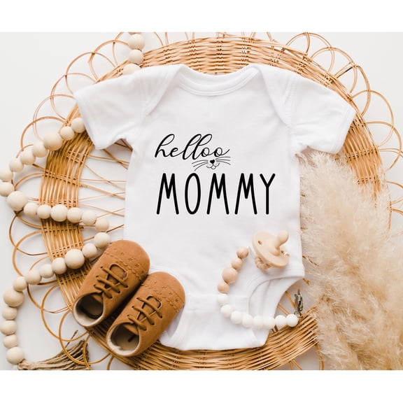 Bella Canvas with Hello Mommy, Hi Daddy Mommy Announcement, Grandma & Grandpa Cute Shirt, Raglan Shirt Cute and Cool Baby Boy or Girl Bodysuit Gift