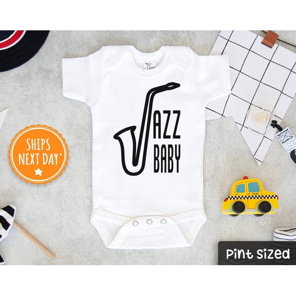 Bella Canvas with Jazz, Retro Music Cute Baby Boy or Girl Bodysuit Gift