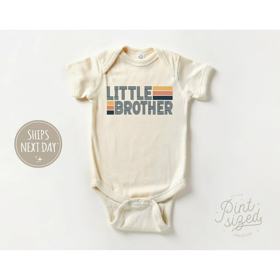 Bella Canvas with Little Brother, Retro Sibling, Boys Vintage Cute Baby Boy or Girl Bodysuit Gift