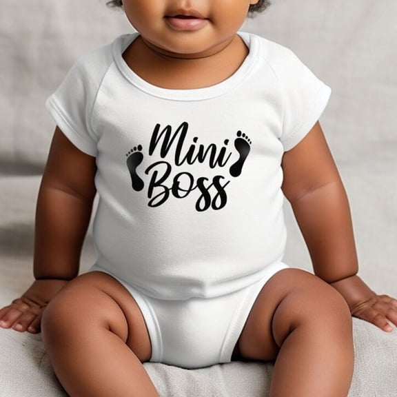 Bella Canvas with Mini Boss, Funny, Newborn Mini Boss Shirt Cute Baby Boy or Girl Bodysuit Gift