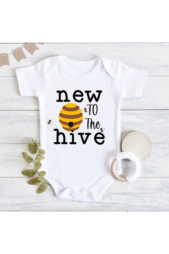 Bella Canvas with New To The Hive, Bee, Bee Baby Outfit, Cute Baby Outfit, Baby Shower Gift, Baby Gifts, Cute Baby Boy or Girl Bodysuit Gift