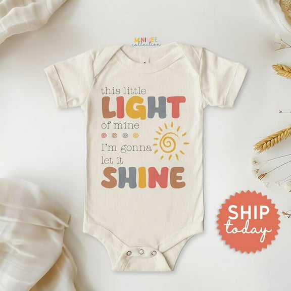 Bella Canvas with This Little Light Of Mine, I'M Gonna Let It Shines, Christian, Gender Neutral Baby Clothes, Cute Baby Boy or Girl Bodysuit Gift