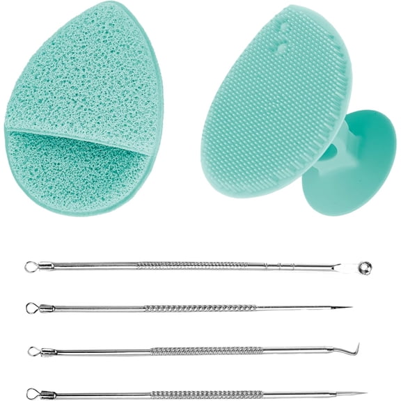 Bella Ciao 6-in-1 Face Skin Care with Exfoliating Brush, Blackhead and Makeup Remover, Blue