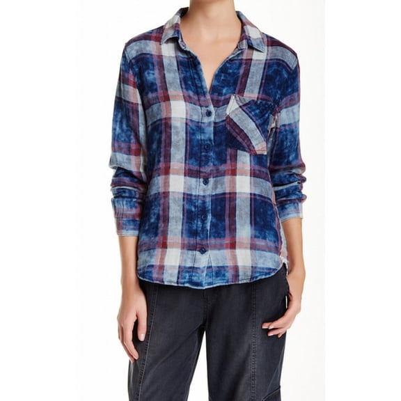 Bella Dahl NEW Blue Womens Size Small S Plaid Print Button Down Shirt