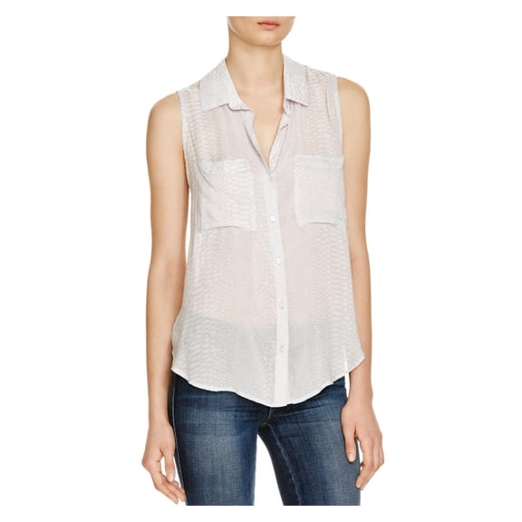 Bella Dahl Womens Printed V-Neck Button-Down Top
