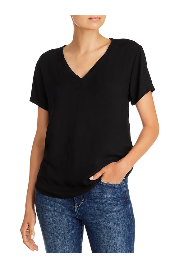 womens V-Neck T-Shirt, xs, Black
