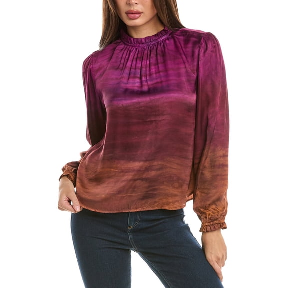 Bella Dahl womens  Bishop Sleeve Ruffle Neck Top, xs