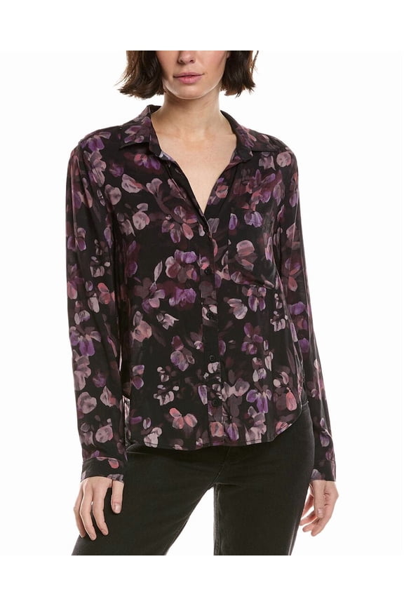 womens Button Shirt, m, Purple